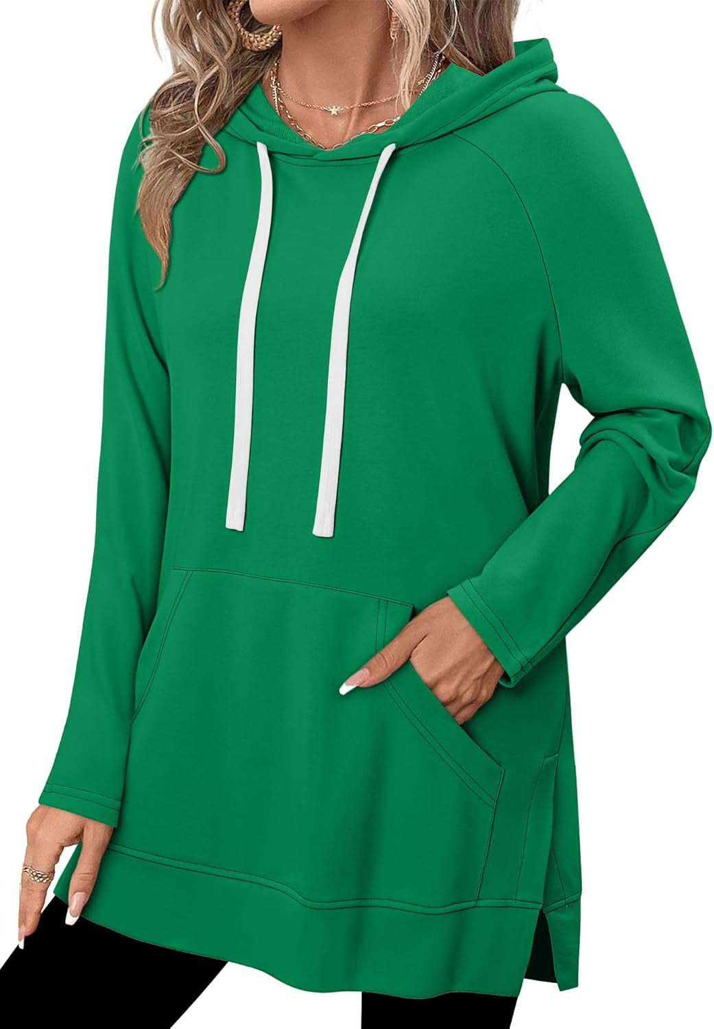 Womens Pullover Sweatshirts Loose Fit Oversized Drawstring Hoodies Long Sleeve Fall Clothes with Pocket