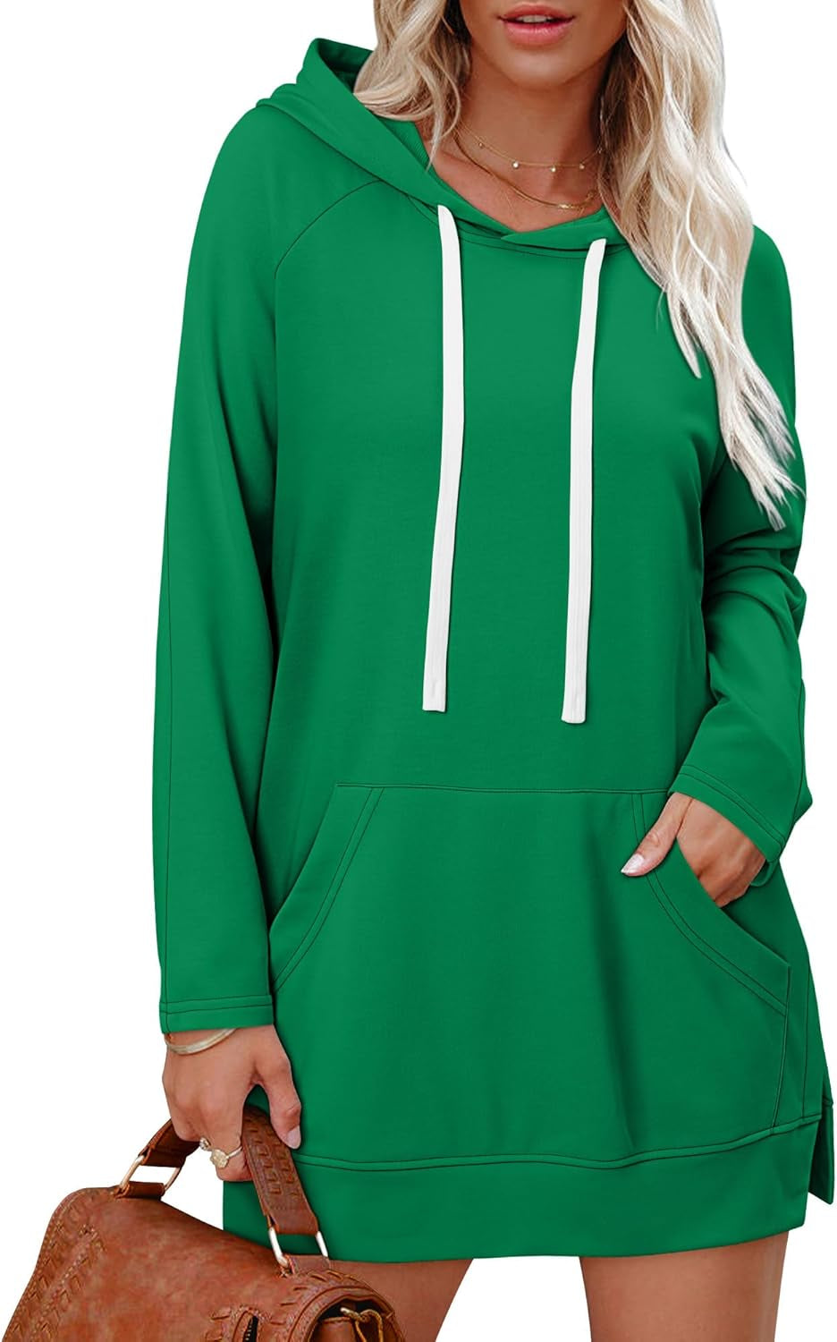 Womens Pullover Sweatshirts Loose Fit Oversized Drawstring Hoodies Long Sleeve Fall Clothes with Pocket