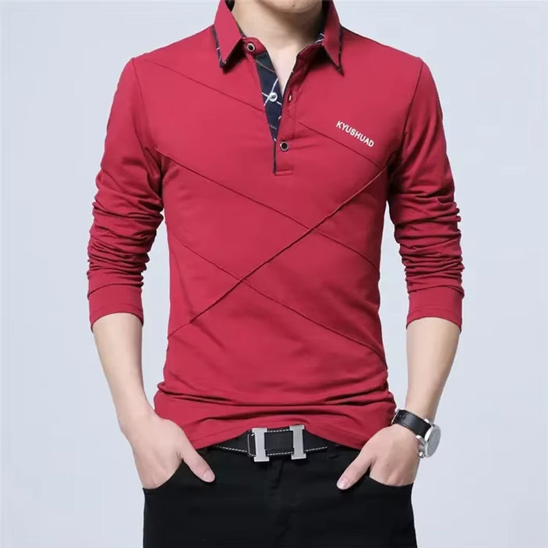 5XL Polo Shirt Collar Men plus Size 3XL 4XL Autumn Button Brand Men Polo Shirt Long Sleeve Casual Male Shirt Dress Polo Shirts