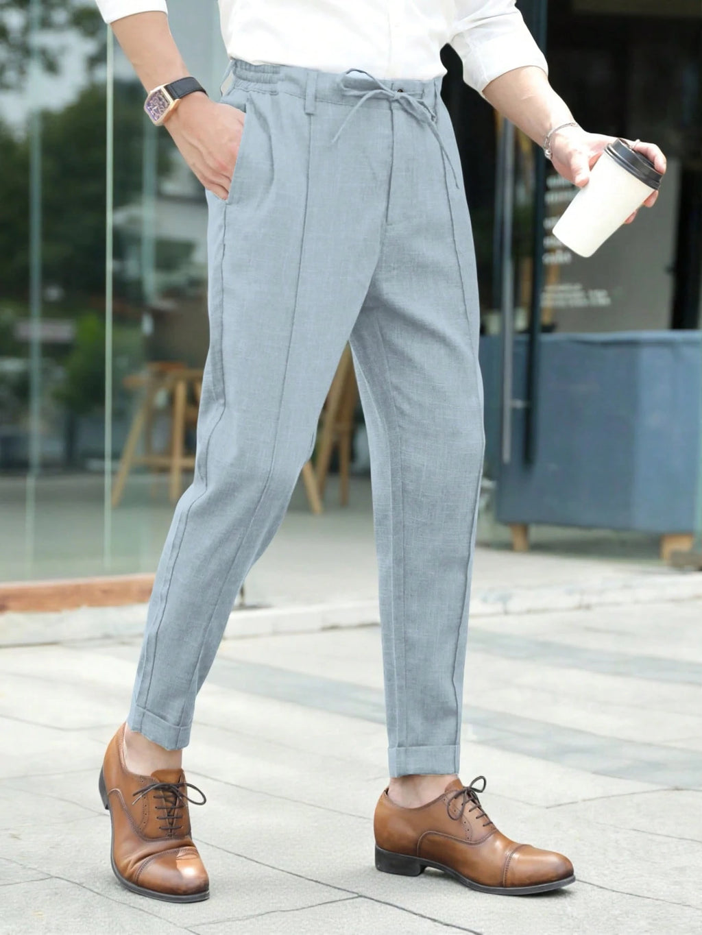 Calvornis Men'S Casual Knotted Pocket Slim Fit Pants Men Clothes Men Pants Men Pants Casual Men Clothing Men Pants Men Clothes Pants Pants for Men Men Suit Pants