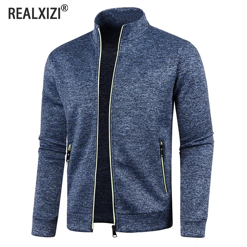 Men Zipper Jackets Standing Collar Sweatshirt Outdoor Streetwear Casual Coat Long Sleeve Coats Men'S Clothing M-4XL