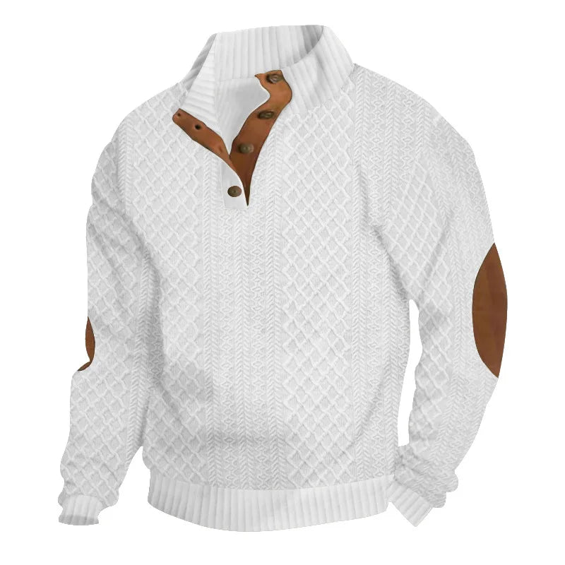 Elevate Your Style with the 2024 Men's Casual Stand-Up Collar Long-Sleeved Jacquard Knitted Pullover Sweater for Autumn and Winter
