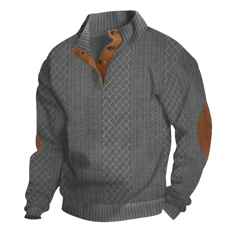 Elevate Your Style with the 2024 Men's Casual Stand-Up Collar Long-Sleeved Jacquard Knitted Pullover Sweater for Autumn and Winter